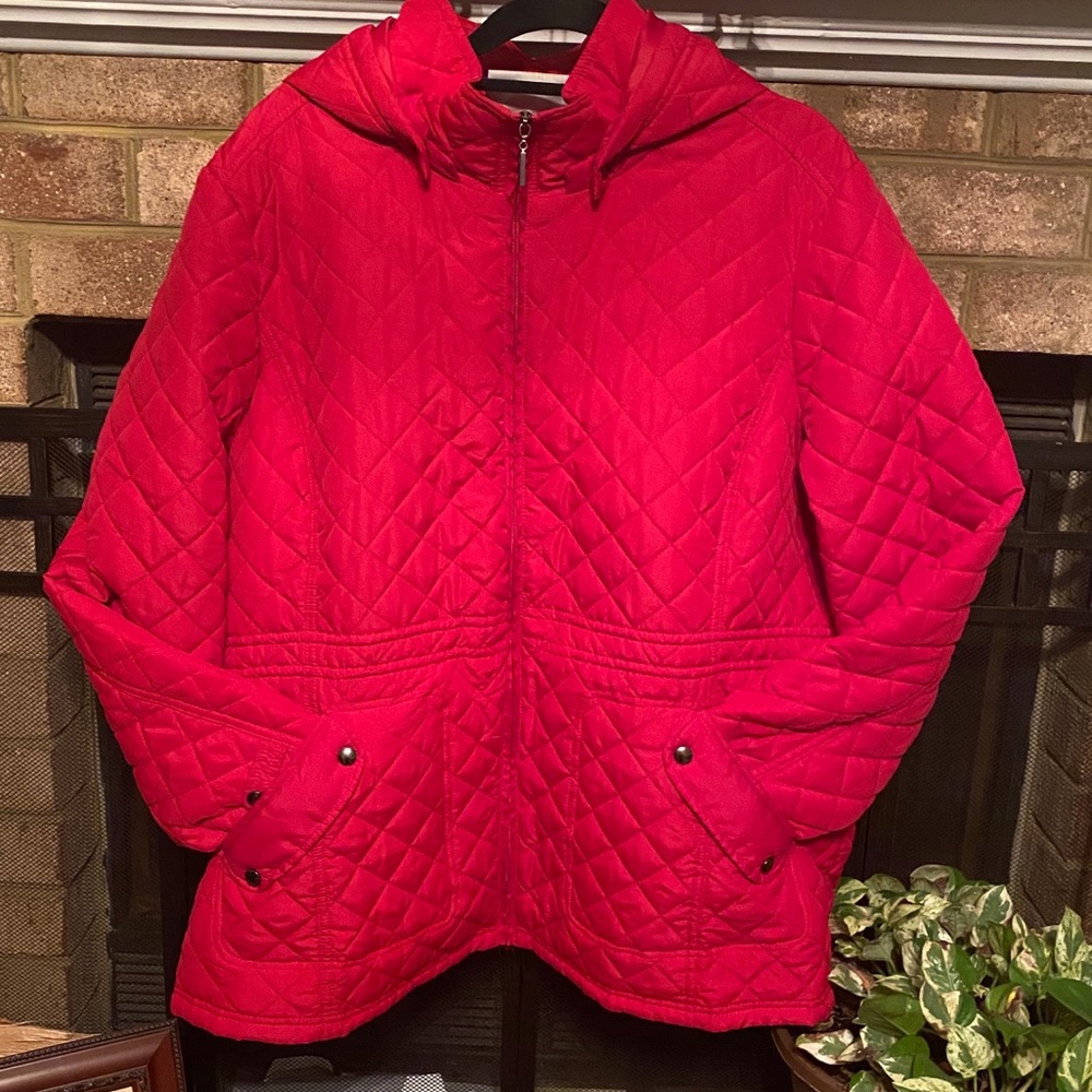 Plus Size Red Quilted Jacket
